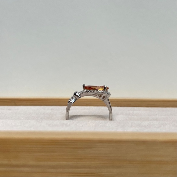 R008 | Amber CZ Pear Stone with Halo Ring - Picture 4 of 6